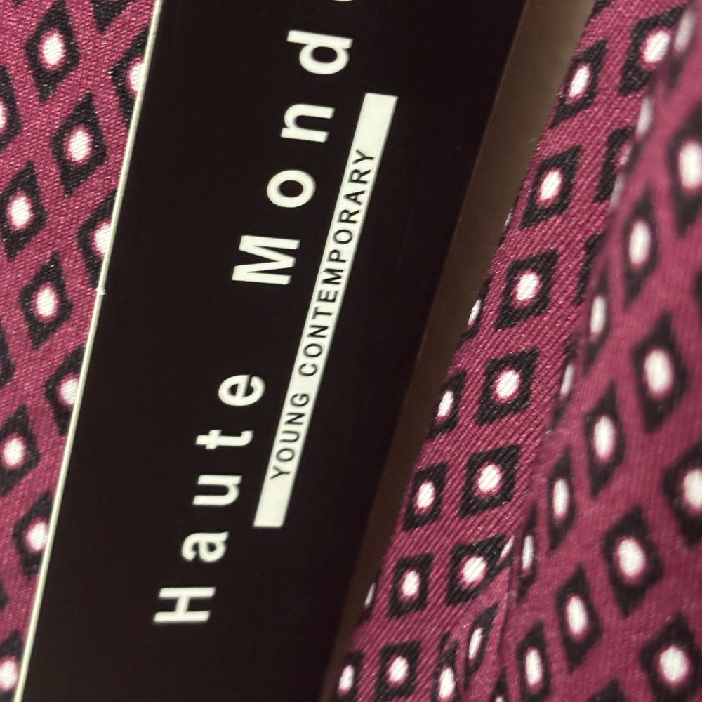 Haute Monde Burgundy diamond  Dot Wrap Blouse - Office to night out Retail $40 - Picture 2 of 10